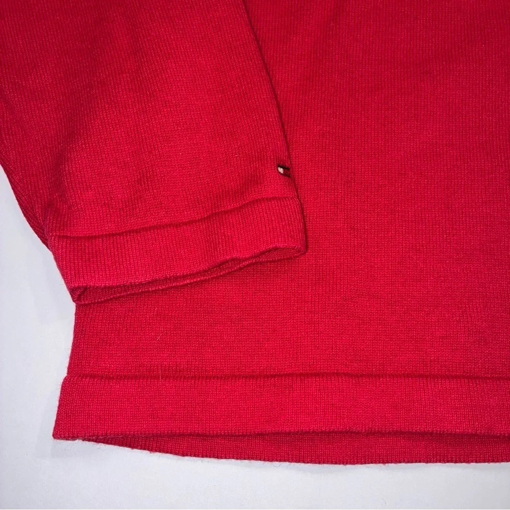 Tommy Hilfiger V-Neck 100% Cotton Sweater Gold Studs Argyle Pattern Size Large